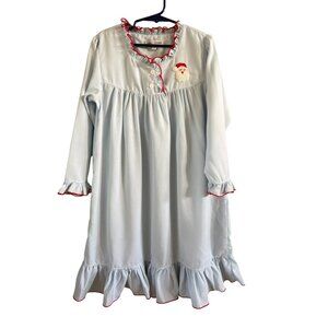 Sweet Dreams Embroidered Santa Night Gown Blue Size 7